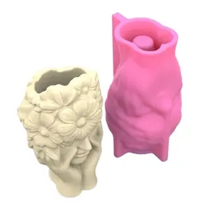 Portrait Plant Flowerpot Mould Girl Shaped Silicone Molds Succulents Planter
