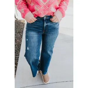 RISEN High Rise Cropped Wide Leg Jeans