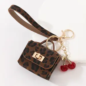 Leopard Print Mini Bag Keychain |   Cherry Charm Purse Accessory |   Unisex Trendy 2026