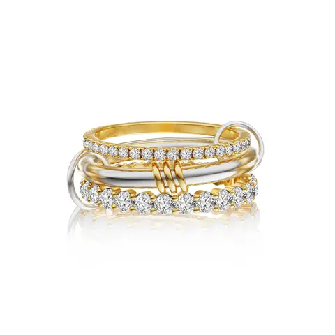 TEWIKY Interlocked Stackable Rings for Women Statement Multi Ring Mixed Metals Stack Cubic Zirconia Stacking Jewelry For Summer dealsforyoudays