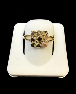 Ali Jewelers Unisex 10-Karat Yellow Gold Classic Square Nugget Ring, Lightweight 1.4g Design for Everyday Wear