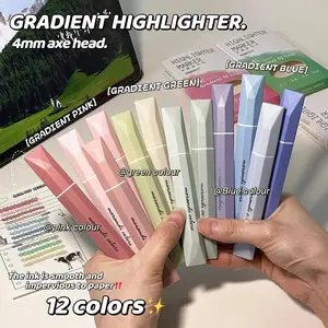 Gradient Fluorescent Highlighters, Blue//, Large Capacity, Student Notebook Pens, Layered Color, Liquid Highlighters, Eye-Friendly