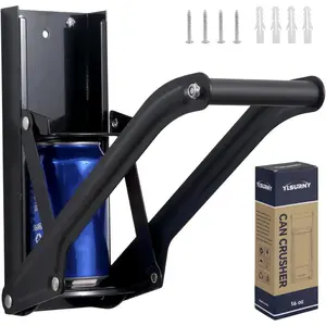 Can Crusher (High-Strength Alloy), with Ergonomic Handle and Bottle Opener, Rivet-Fixed Wall-Mounted Can Crusher for Recycling in Home and Garage, Fits 12–16 oz