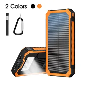 Solar Powered Power Bank, 1 Count 20000mAh Portable Charger with Dual USB Output, Built-in Super Bright Flashlight Power Bank for Samsung, iPhone, iPad