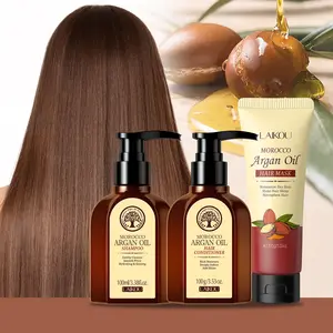 LAIKOU Morocco Argan Oil Hair Care Gift Set - 3 PCS Shampoo, Deep Nourishing & Deep Repair Conditioner & Hair Mask Kit | Intense Nourishing & Anti-Frizz Routine for Dry Damaged Hair | Salon-Quality Smoothing Treatment Box
