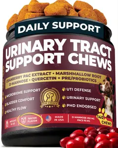Pup Choice Dog UTI Chews – Cranberry Supplement for Dogs – Urinary Tract Support & Bladder Control – Cranberry PAC + D-Mannose, Marshmallow Root, Quercetin + Probiotics – 140 Chews