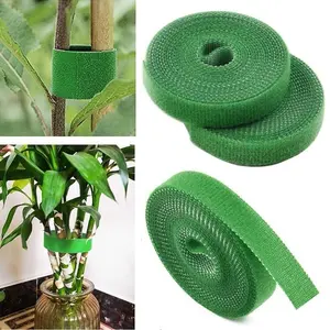 Reusable Green Magic Tape Plant Tie, Self-Adhesive Adjustable Gardening Binding Strap, Soft Climbing Vine Flower Fixing Belt for Home Garden