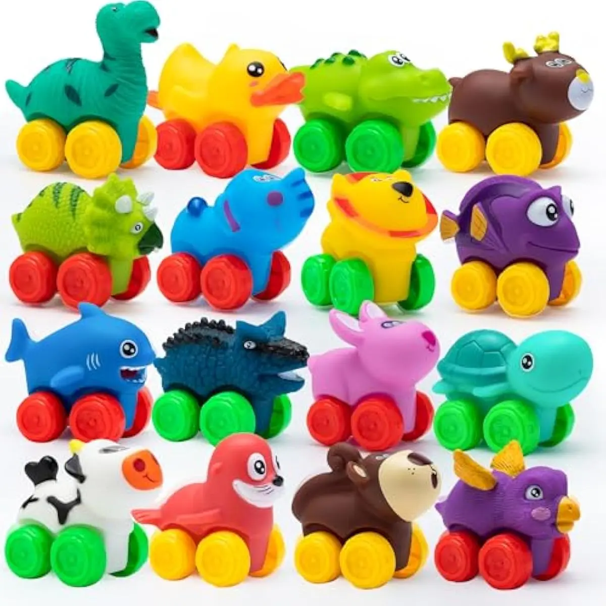 Animal Cars, Soft Rubber Car Set Toy, Baby Mini Vehicles, Bath Toy Car for Boys and Girls, Summer Beach and Pool Activity Gift, Party Favors for Kids