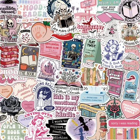 150 PCS Romance Book Stickers for Kindle, Holographic Bookish Sticker Pack Sticker Set Decorative Decal Reading Booktok Glitter Vinyl Decals for Laptop Ebook Readers Water Bottles Journal Scrapbook, Scrapbooking Supplies, Waterproof Sticker Sheets