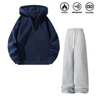 Blue top + gray long pants