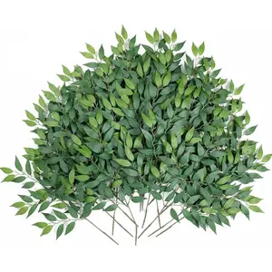 12/24 Pcs Artificial Willow Leaves Greenery Stems, Silk Green Leaves, Faux Spray Plant Stems, Greenery Garland Decor, Perfect for Centerpieces, Wedding Arch, Flower Bouquets, Table, Room & Wall Decoration