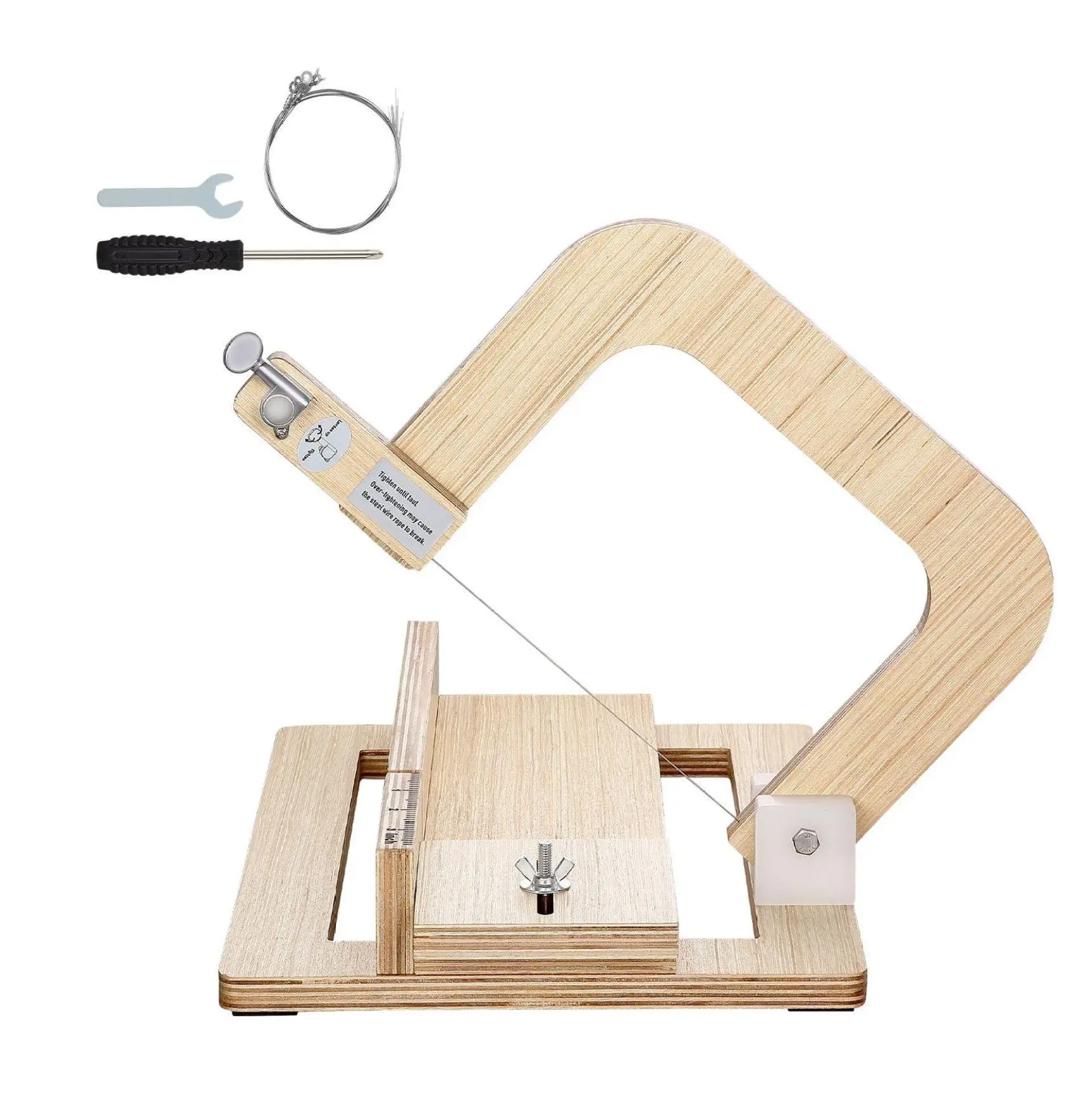 Soap Cutter Adjustable 0-2 Inch, Wood Soap Slicer with Stainless Steel Wire, Extra Wires, Handmade Soap & Candle Making Tool Default