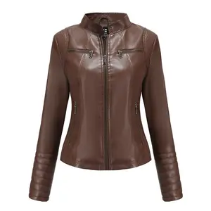 Women’s Leather Motorcycle Jacket – Lightweight, Short, Fashionable, for Spring/Autumn