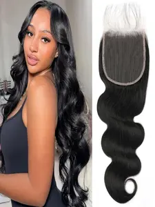 5x5 HD Lace Closure Body Wave Natural Wavy Hair Human Hair Closure Can be Curly and Dyed Natural Black Human Hair Lace Closure With Baby Hair Comfortable and breathable