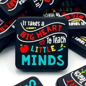 1pc It Takes a Big Heart to Teach Little Minds Silicone Focal Beads - Teacher Beaded Pen Supplies DIY