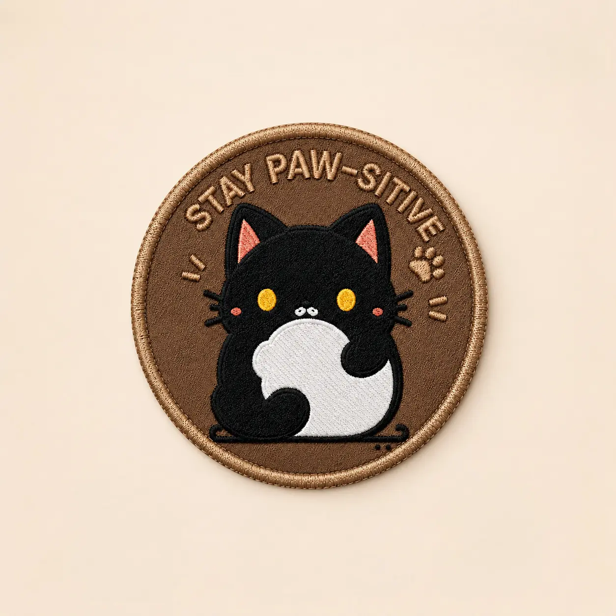 Embroidered Quirky Round Fabric Patch with Hook-and-Loop Fastener - 1 Count Sewing Accessory, Cute Animals Design, Embellished Trim for Clothing/Bag Personalization, Easy Attachment & Quirky Look