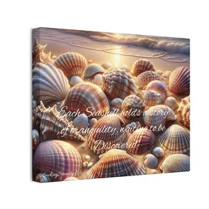 Inspirational beach quotes wall decor for a peaceful vibe Each seashell Canvas Stretched, 0.75"