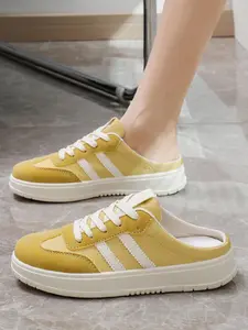Women's Retro Half-back Mule Sneakers, Walking Shoes, Lazy Backless Design, Comfortable & Versatile, Suitable for Daily Commute & Casual Wear, Footwear