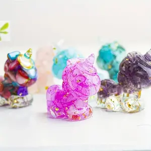 Unicorn Shaped Resin Ornament, Figurine, Handmade Crystal Craft, Desktop Decoration for Home Office, Gift for Friends & Family