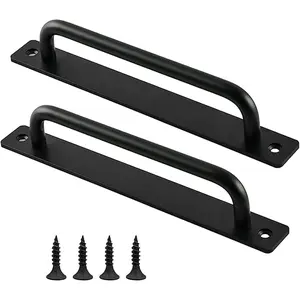Pack of 2 Barn Door Handles, Sliding Pull Handle,  Cabinet and Drawer Knobs, Kitchen Hardware for Wooden Doors, Black