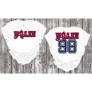 Braves Wallen White Tshirt Top Baseball Shortsleeve Crewneck