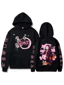 2025 Harajuku Demon Slayer Plus Size Hoodie Kamado Nezuko Graphic Print Women Sweatshirts Long Sleeve Casual Fashion Female Streetwear