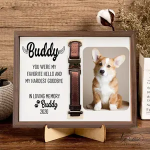 Memorial Pet Collar Sign – Dog Memorial Frame with Collar Holder, Pet Loss Sympathy Gift, Personalized Pet Remembrance Keepsake, Pet Memorial Gifts, 2 layered