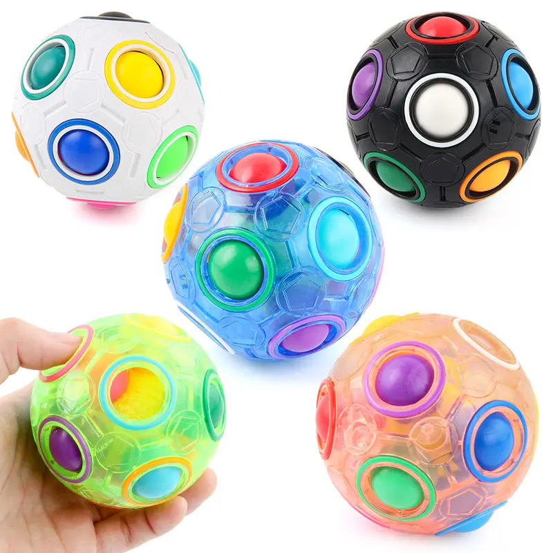 12-Hole Press Magic Ball Rainbow Finger Football Toy, Stress Relief Sensory Toy for Kids & Adults, Perfect Party Gift