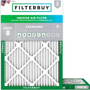 Filterbuy 6.88x15.88x1 Air Filter (2-Pack), Pleated MERV 8 Dust Defense HVAC AC Furnace Air Filters (Actual Size: 6.88 x 15.88 x 0.75 Inches)