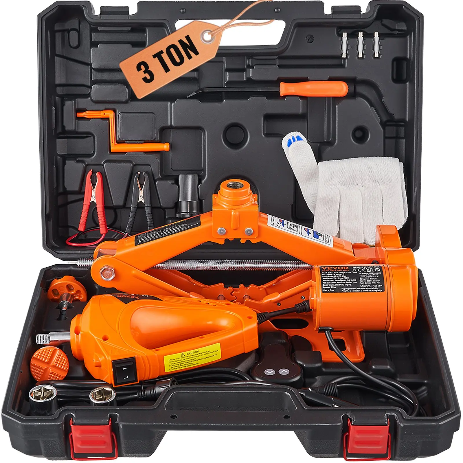 【summerfinds】VEVOR Electric Car Jack, 3 Tons /6600 lbs Scissor Jack with Electric Impact Wrench, 12V Car Jack with Double Saddles with Remote Control, Portable Car Jack Lifting for Sedan, SUV, Truck Tire Change