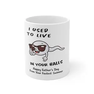 Funny Father's Day Mug From Your Fastest Swimmer | Dad Coffee Mug Gift | Novelty Father's Day Mug for Dad