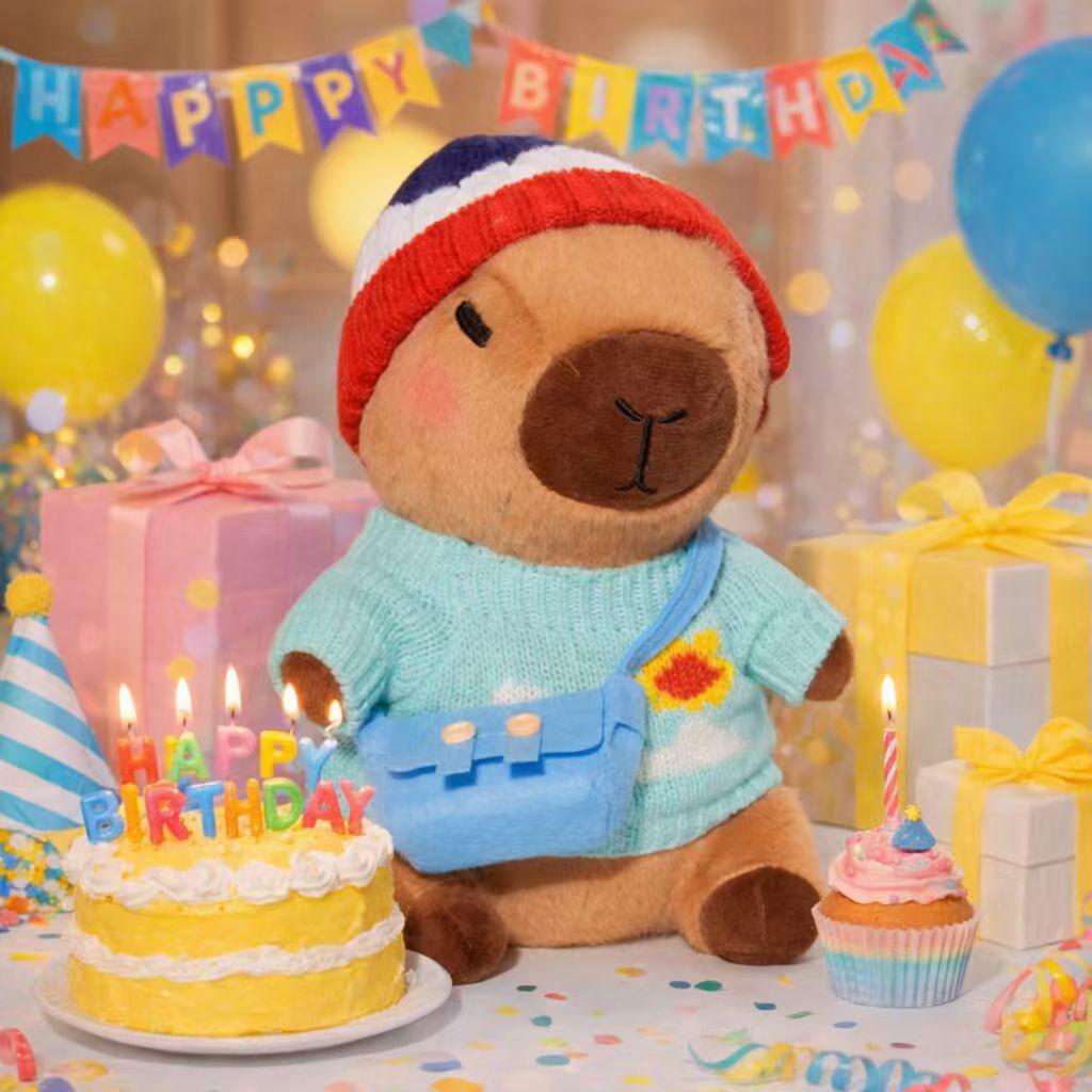 10.2 Inch Dress-Up Capybara Plush animals with Outfit Accessories, Cute Capybara Stuffed Doll with Hats, Sweaters, Bags and Bandana, Soft Gift Plush for Room Decor