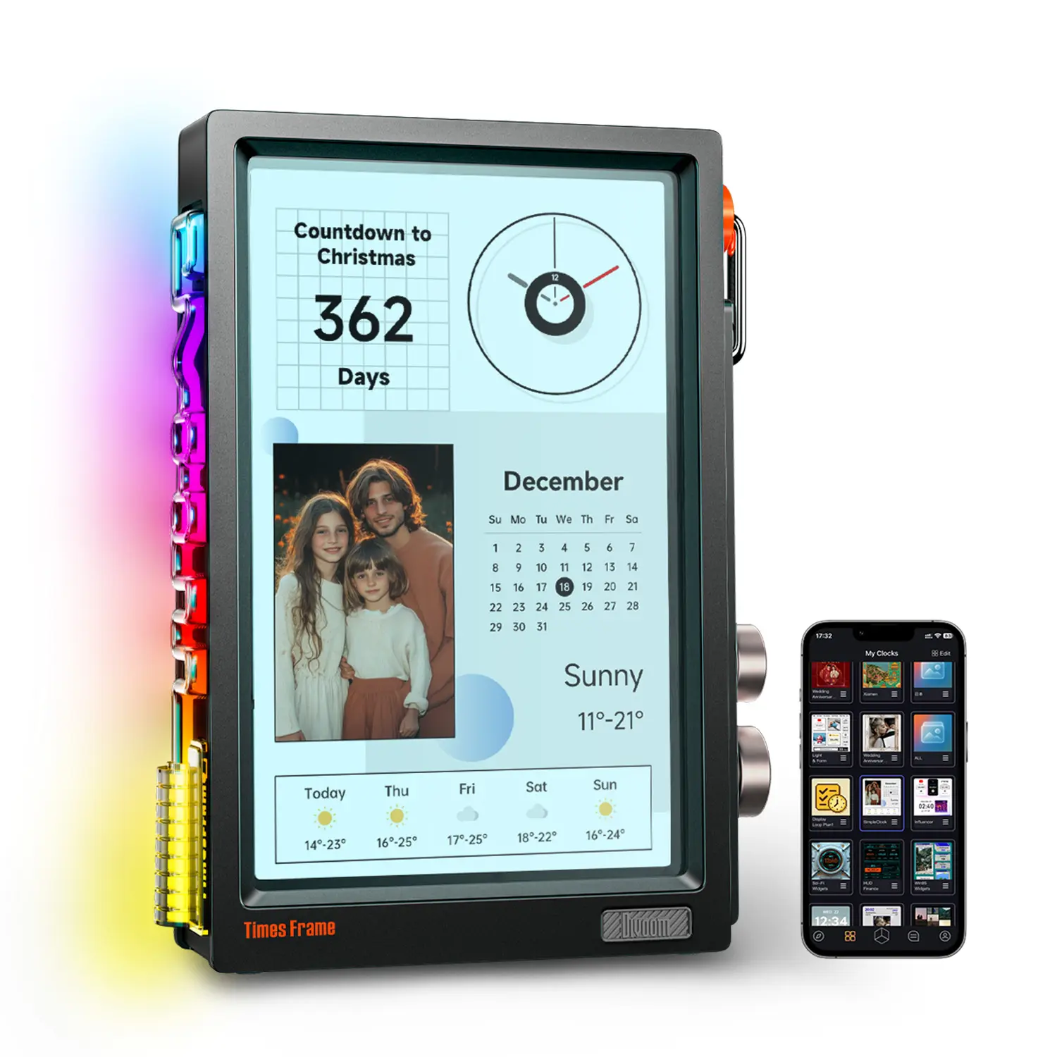 Divoom Times Frame 10.1 Inch Digital Photo Frame, Transparent IPS Smart Display with WiFi, 64GB Storage, RGB Ambient Light, 400+ Clock Faces, Official Desk Decor Summer Wins-DealsForYouDays-Father's Day Gift summerwins,father'sdaygifts