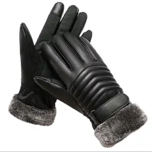 Guantes de invierno para hombre, protectores de manos con aislamiento de felpa y boca de piel sintética para ciclismo al aire libre, motocicleta, pantalla táctil