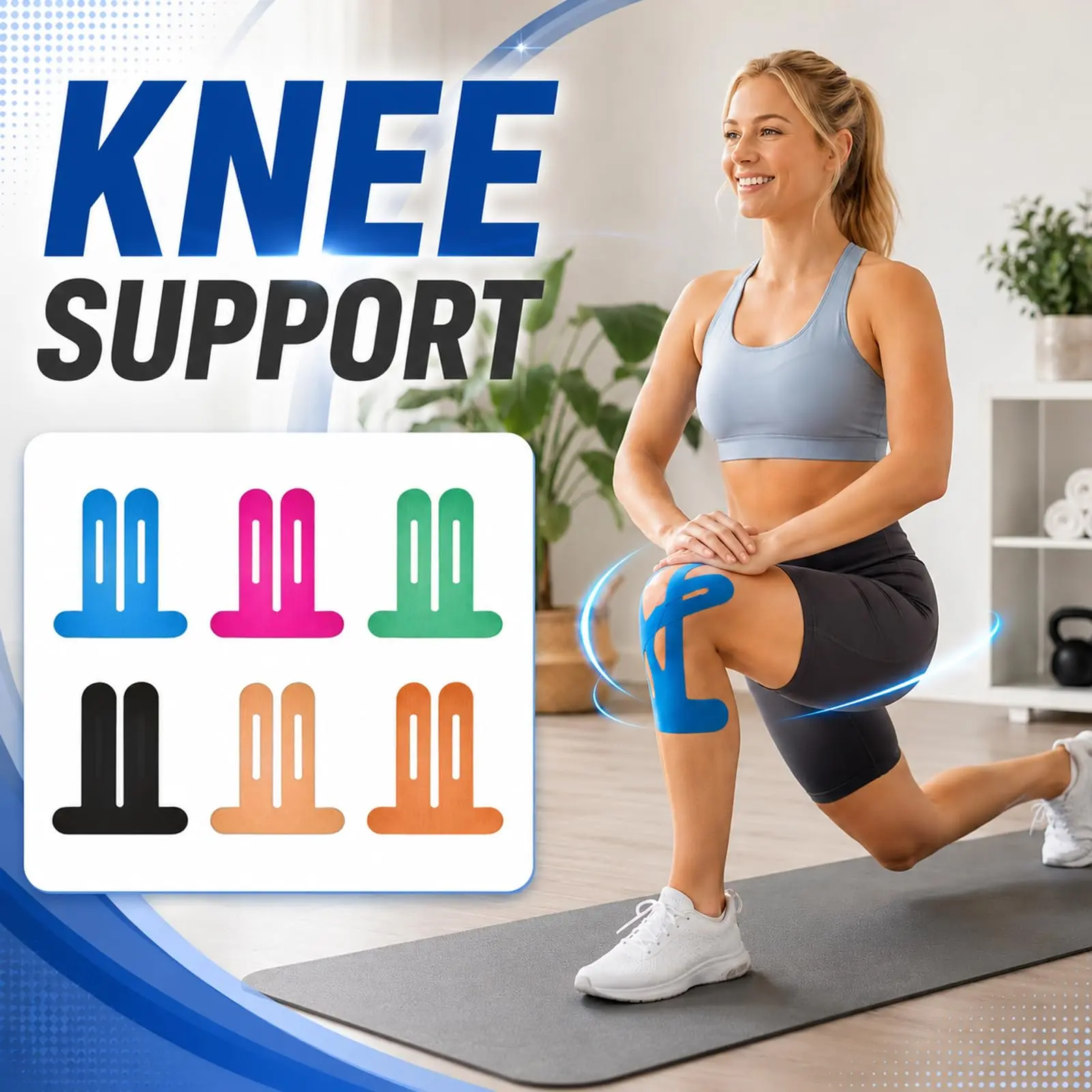Precut Kinesiology Tape for Knees, 10 Pcs,Knee Support & Stability, Knee Pain Relief, Athletic Tape