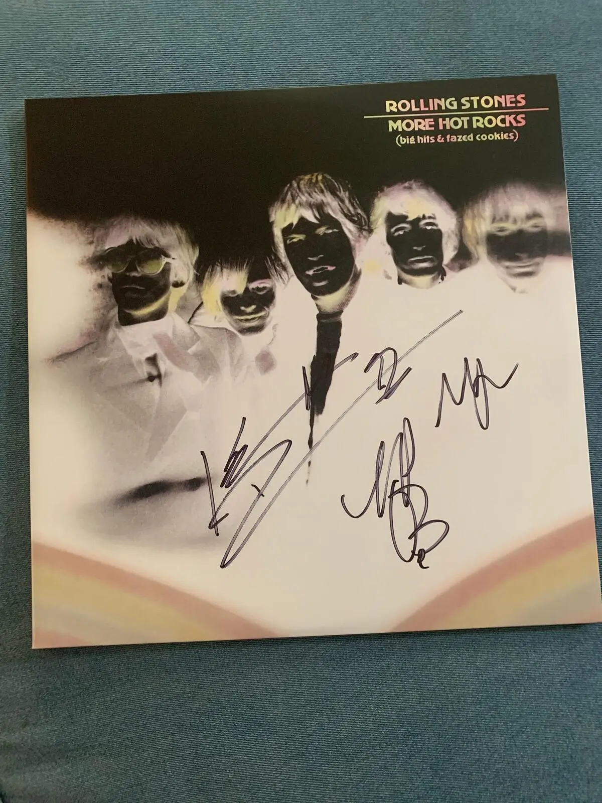 Rolling Stones Music Signed Autographed Album Record EP - Mick Jagger, Keith Richards & Charlie Watts More Hot Rocks - With COA