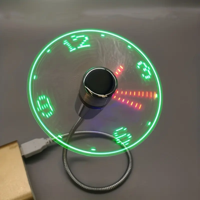 1ps, USB Clock Fan Portable with LED Time Display - Mini Flexible Cooling Fan with Switch - Perfect for Desktops, Laptops, Tablets - Convenient and Energy-saving crystal  lake  statue Luminous Mini Cartoon Dragon Figurines Spooky Resin Middle Finger Ghost