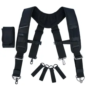 Tool Belt Suspenders with Padded Foam Adjustable Shoulder Straps, Large Phone Holder, Key Chain, Suspenders Loop Adjustable for Carpenter Suspenders Rig tool  belt Heavy-Duty Leather Heavy Duty suspender Heavy Duty multi-functional tool tool  ve