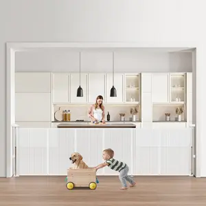 fathersdaygift VEVOR Retractable Baby Gate, 34 inch Tall, Extends up to 110 inch Wide, Retractable Gate for Kids or Pets, Mesh Material, Easy to Install for Indoor Stairs, Doorways, Hallways, Playrooms, White