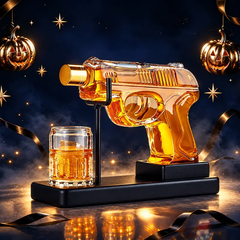 Kollea Whiskey Bottle with Luxury Gift Box – Funny Home Bar Decanter Set,Halloween Gift&Party Decor,Man Cave Bar accessories, Gifts for Men Dad Mom,Cool Birthday Gift for Men Glass Steel Utensils Sturdy Wooden soho chic giftideas