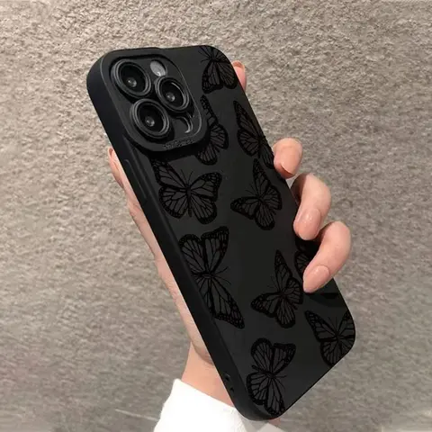 Butterflies Pattern TPU Smartphone Casing - All-Inclusive Drop-Resistant, Shockproof Protection with Lens Cover for Abrasion Shielding on iPhone 11,12,13,14,15 Pro Max,15 Plus Cellphone Devices