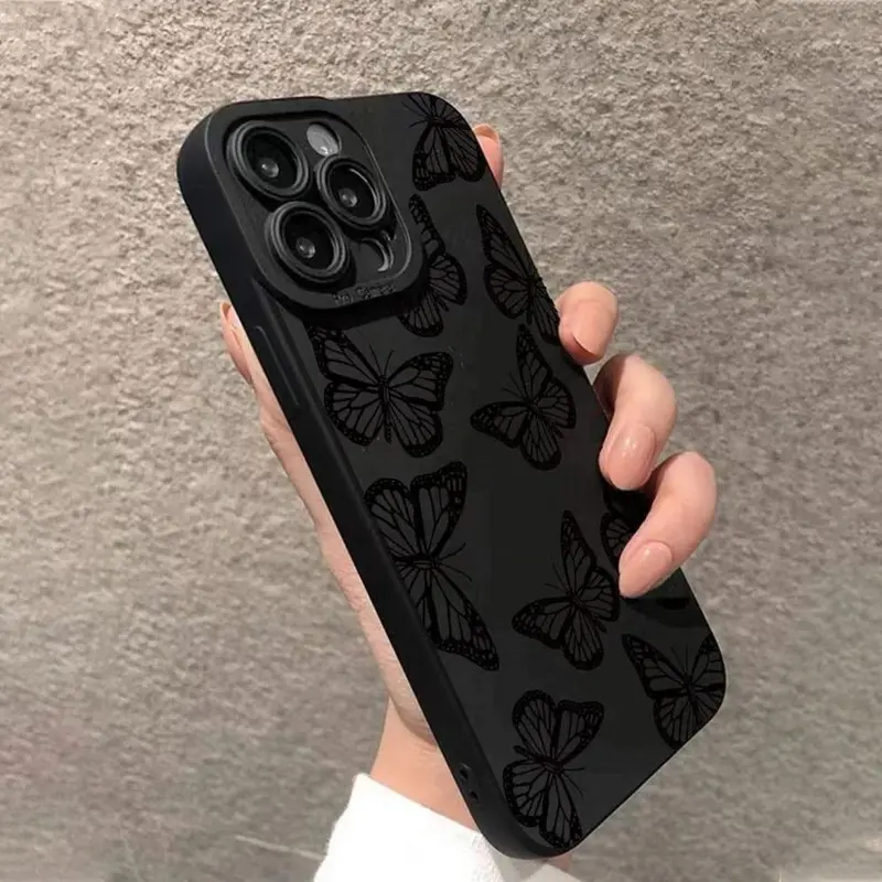 Butterflies Pattern TPU Smartphone Casing - All-Inclusive Drop-Resistant, Shockproof Protection with Lens Cover for Abrasion Shielding on iPhone 11,12,13,14,15 Pro Max,15 Plus Cellphone Devices