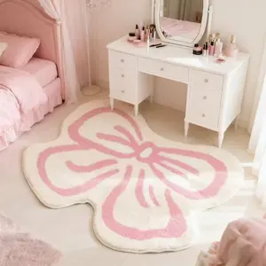 Bow Carpet, Irregular Shape Mat, Korean Style Bedroom Rug, Modern Simple Living Room Rug, Cute Home Decor Accessories, Soft Area Rug
