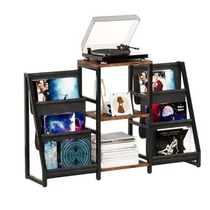 Record Player Stand with Vinyl Storage, Record Player Table with Vinyl Record Storage Up to 280 Albums, Turnta ble Stand with Record Holder Display Shelf, Record Cabinet for Media Stereo Audio