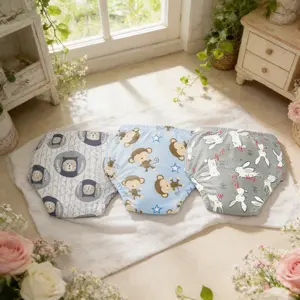 3pcs Baby Training Pants, Night Use, All Seasons, Washable Reusable, Simple Animal Pattern Design, Urination Control, Gift for Babies, Reusable Diapers