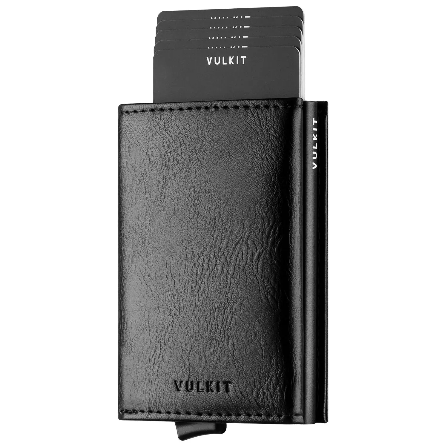 VULKIT Men's Minimalist Chic Trifold Wallet, PU Leather Pop Up Card Holder with RFID Blocking, Magnetic Closure and Zip Coin Pocket, Minimalist Decluttering, Slip On, Business, Aluminium, Bifold/Trifold Wallet, Anti-Theft, Zip Pocket