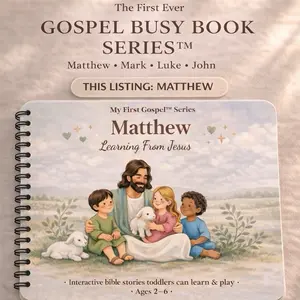 Matthew Gospel Busy Book for Toddlers Interactive Bible Activity Book Ages 2-6 Christian Quiet Book Sunday School Toddler Curriculum Faith Learning Toy