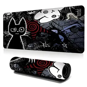 Cartoon Cat Gaming Mouse Pad, Large Extended Desk Mat With Distorted Figures And Abstract Shapes, HD Printed Mouse Mat With Stitched Edges And Non Slip Rubber Base, Ideal For Gaming Setup, Office Desk And Gift For Gamers And Friends And Art Lovers
