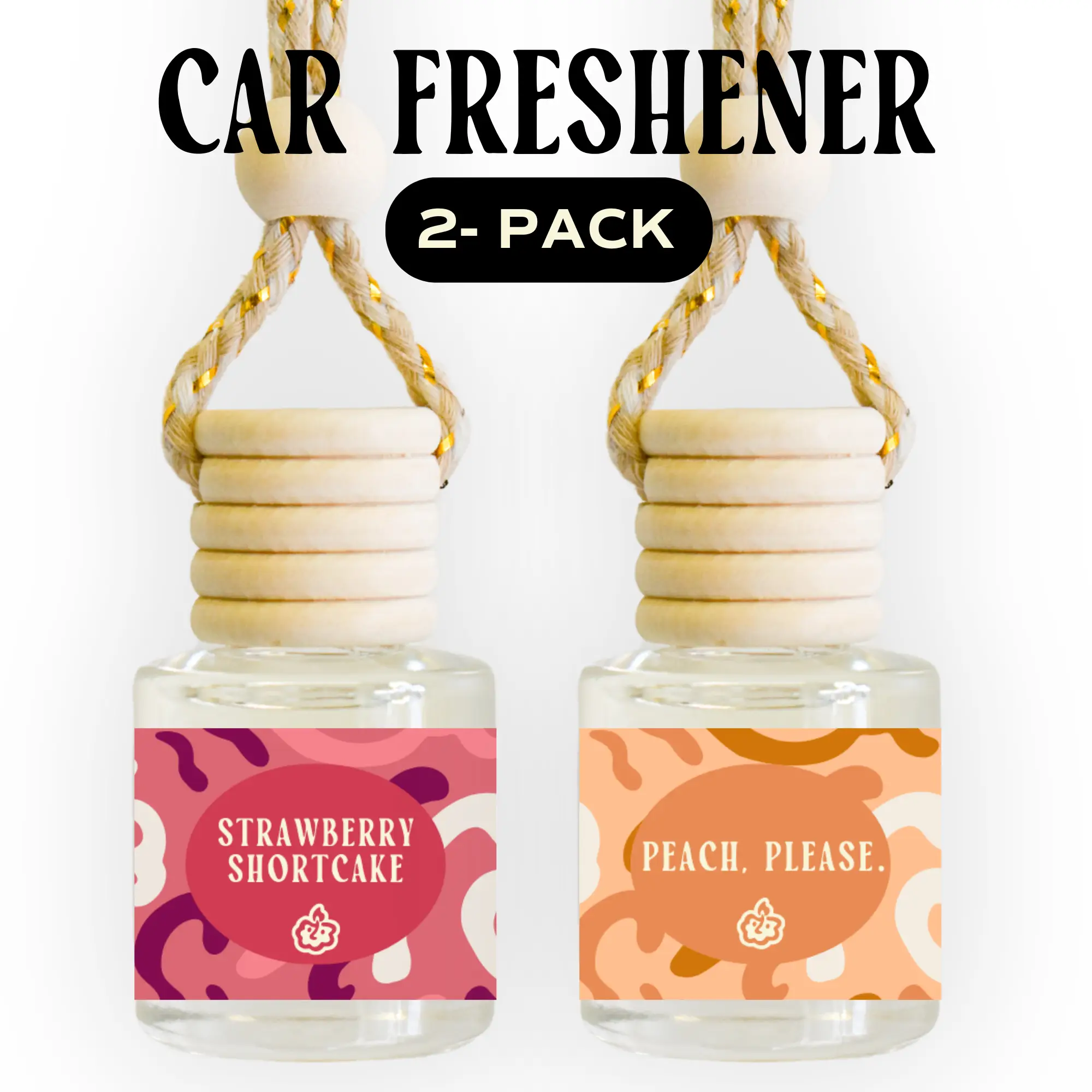 2-Pack Car Freshener, Hanging Scented Car Air Freshener Long Lasting Made in USA (choose your scent)
