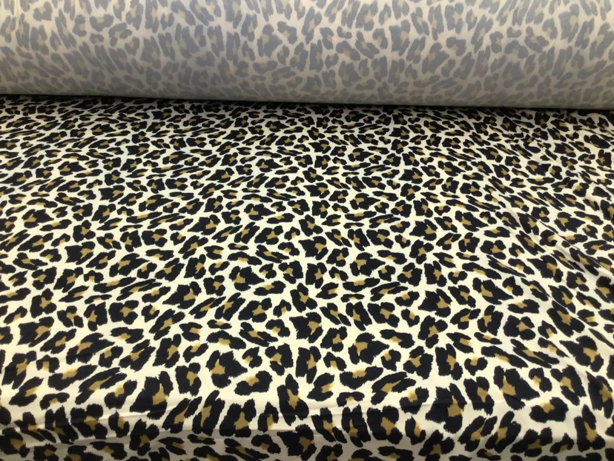 Double Brushed DTY Spandex Stretch Apparel Fabric Brown Black Beige Cheetah K210